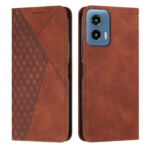 Moto G 5G 2024 Diamond Splicing Skin Feel Magnetic Leather Phone Case - Brown